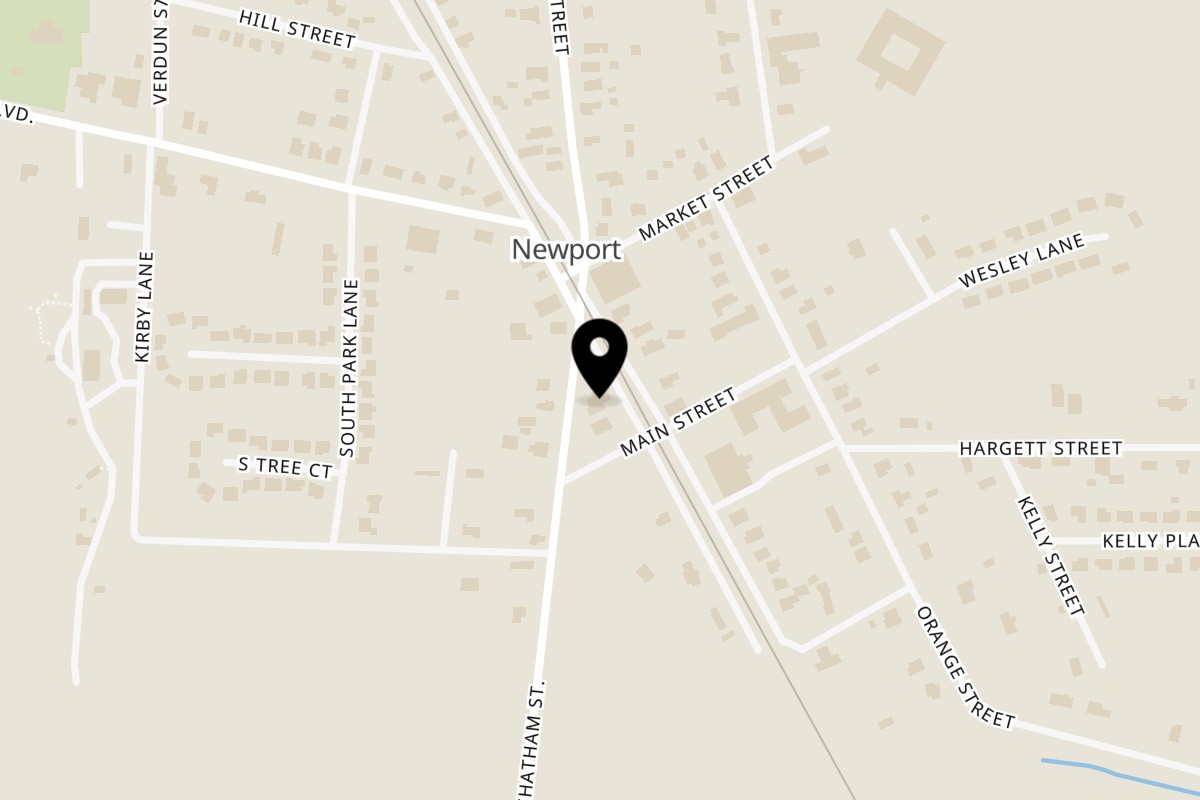 Map showing the location of El Mexicano Tacos & Tequila on 133 E Chatham St in Newport